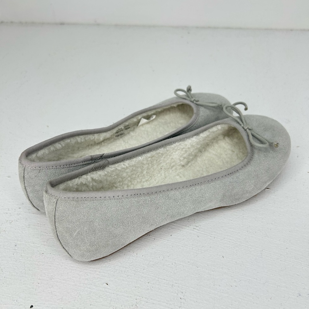 Talbots Blakely Cozy‎ Sueded Fabric Ballet Slippers Size 9 Gray Sherpa Lined - Picture 7 of 13